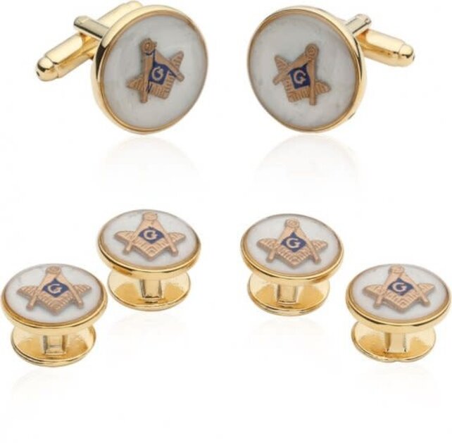 Mother Of Pearl Masonic Tuxedo Cufflinks And Studs Mother Of Pearl Masonic Tuxedo Cufflinks And Studs