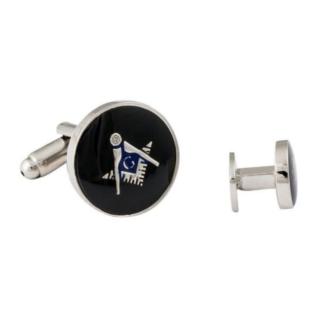 Freemason Masonic Cufflinks & Studs - Silver/Black