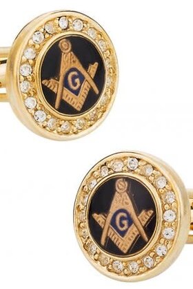Masonic Cufflinks - Gold/Crystal