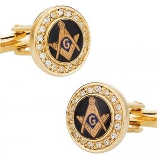 Masonic Cufflinks - Gold/Crystal
