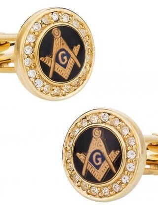 Masonic Cufflinks - Gold/Crystal