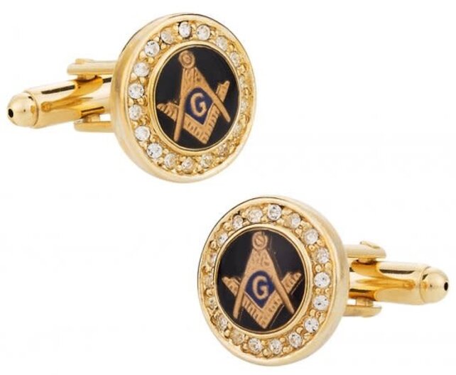 Masonic Cufflinks - Gold/Crystal Masonic Cufflinks - Gold/Crystal
