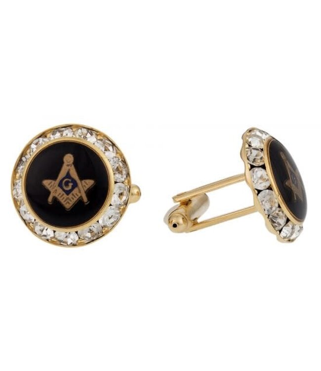 Masonic Cufflinks - Gold/Crystal