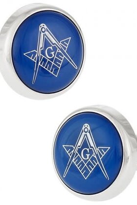 Blue Masonic Freemason Round Cufflinks