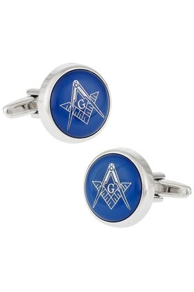 Blue Masonic Freemason Round Cufflinks