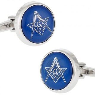 Blue Masonic Freemason Round Cufflinks