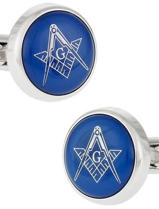Blue Masonic Freemason Round Cufflinks