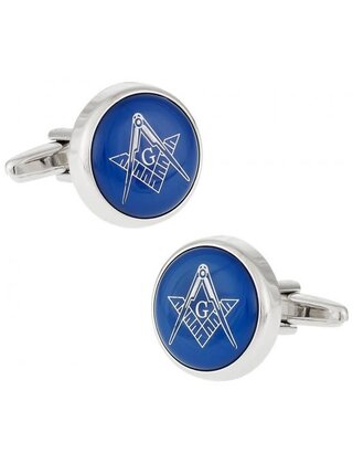Blue Masonic Freemason Round Cufflinks