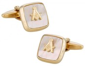 Masonic Compass Gold Cufflinks - Mother of Pearl