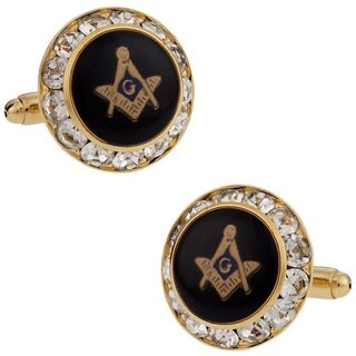 Crystal Gold Masonic Cufflinks