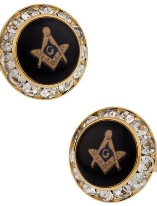 Crystal Gold Masonic Cufflinks