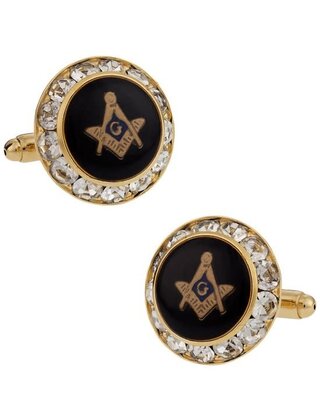 Crystal Gold Masonic Cufflinks