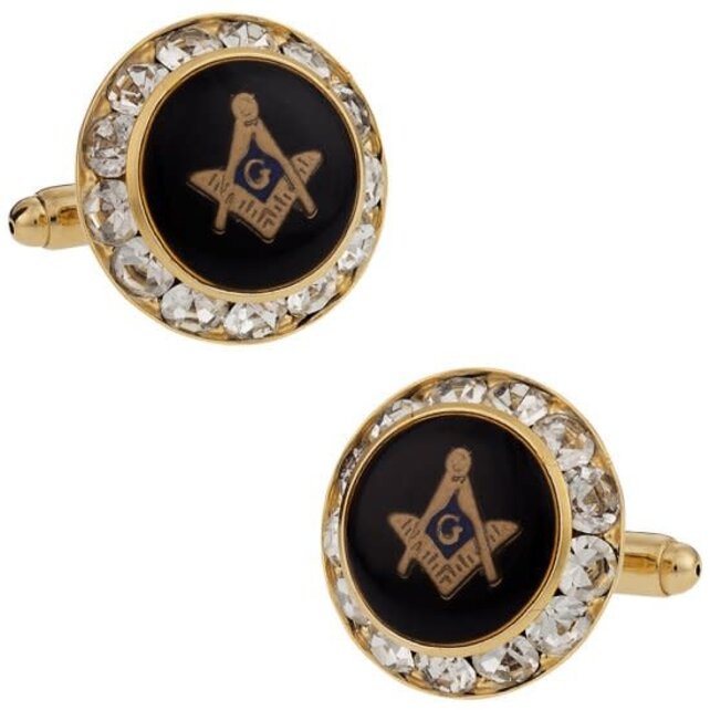 Crystal Gold Masonic Cufflinks