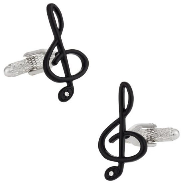 Black Treble Clef Music Cufflinks