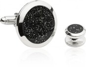 Men's Black Diamond Dust Tuxedo Cufflinks And Studs