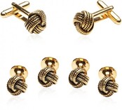 Gold Knot Formal Set Of Cufflinks Studs