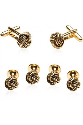 Gold Knot Formal Set Of Cufflinks Studs