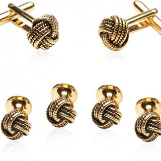 Gold Knot Formal Set Of Cufflinks Studs