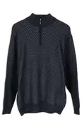 Modango Merino Wool 1/4 Zip Crewneck Sweater - Navy