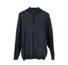 Modango Merino Wool 1/4 Zip Crewneck Sweater - Navy