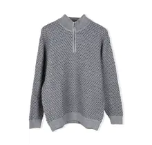 Modango Merino Wool 1/4 Zip Crewneck Sweater - Grey