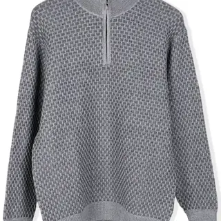 Modango Merino Wool 1/4 Zip Crewneck Sweater - Grey