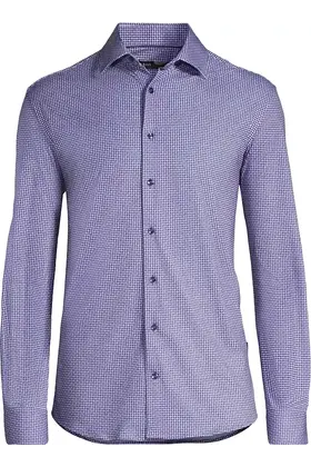 Horst Patterned Soft Dress Shirt - Grape
