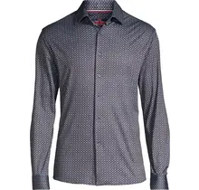 Soul of London Pattern Stretch Dress Shirt - Blue