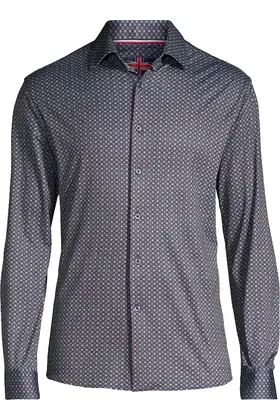 Soul of London Pattern Stretch Dress Shirt - Blue