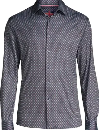 Soul of London Pattern Stretch Dress Shirt - Blue
