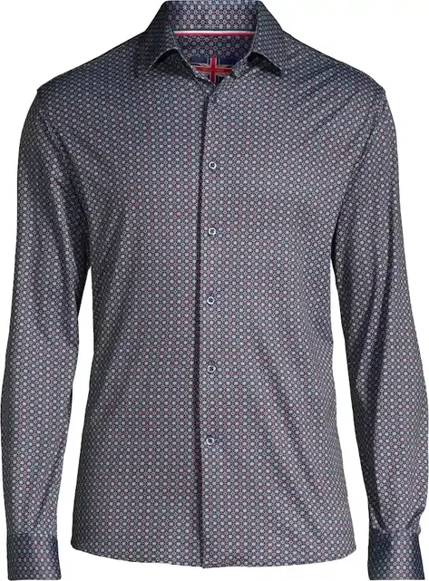 Soul of London Pattern Stretch Dress Shirt - Blue