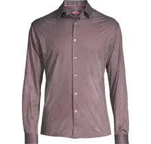 Soul of London Pattern Stretch Dress Shirt - Burgundy