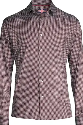 Soul of London Pattern Stretch Dress Shirt - Burgundy