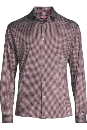 Soul of London Pattern Stretch Dress Shirt - Burgundy