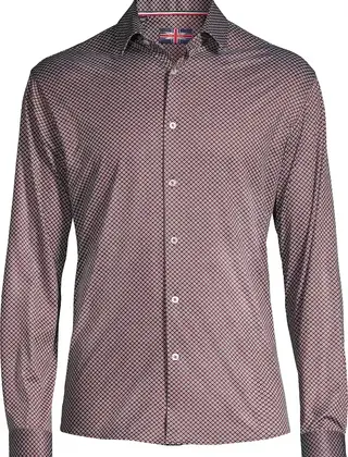 Soul of London Pattern Stretch Dress Shirt - Burgundy