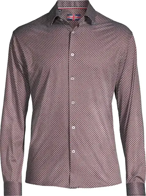 Soul of London Pattern Stretch Dress Shirt - Burgundy