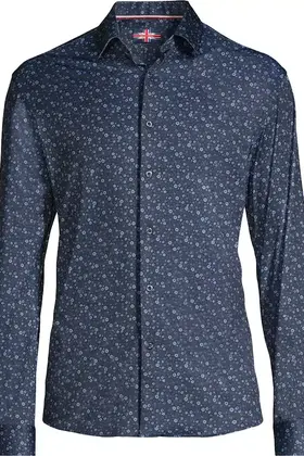 Soul of London Pattern Stretch Dress Shirt - Navy