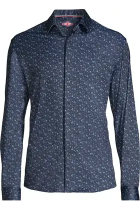 Soul of London Pattern Stretch Dress Shirt - Navy
