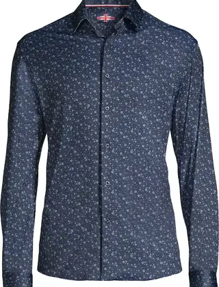 Soul of London Pattern Stretch Dress Shirt - Navy