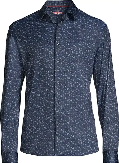 Soul of London Pattern Stretch Dress Shirt - Navy