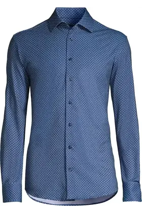Horst Patterned Soft Dress Shirt - Navy