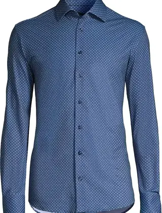 Horst Patterned Soft Dress Shirt - Navy