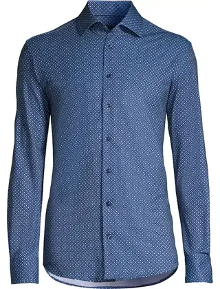 Horst Patterned Soft Dress Shirt - Navy