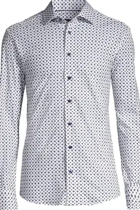 Horst Patterned Soft Dress Shirt - White