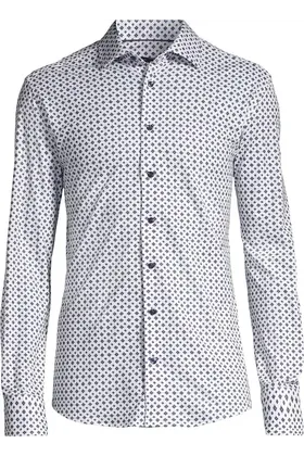 Horst Patterned Soft Dress Shirt - White