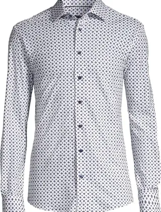 Horst Patterned Soft Dress Shirt - White
