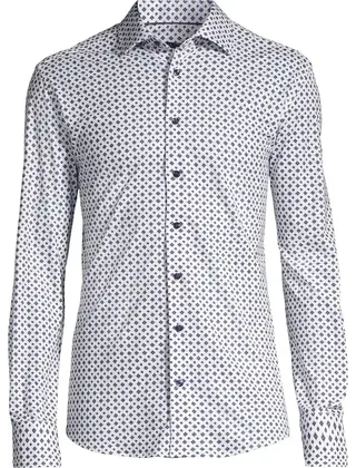 Horst Patterned Soft Dress Shirt - White