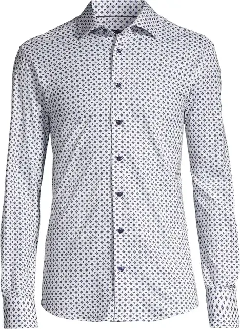 Horst Patterned Soft Dress Shirt - White