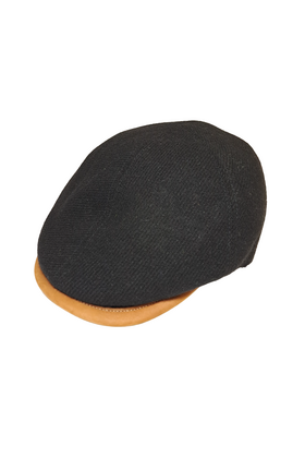 Magill Prime Duckbill Paperboy Hat W/Leather Trim - Black
