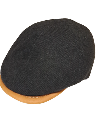 Magill Prime Duckbill Paperboy Hat W/Leather Trim - Black